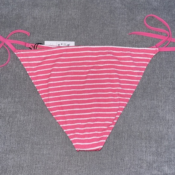 Shade & Shore Pink and White Striped Tie Bikini Bottom - Picture 3 of 4